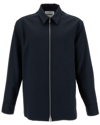 Jil Sander Shirt With Two-Way Zip - Blue
