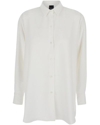Plain Long Shirt - White