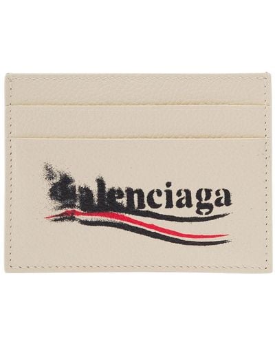 Balenciaga Card Holder With Political Stencil Logo - Natural