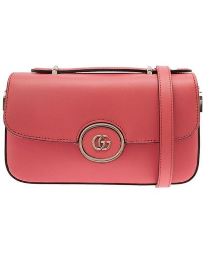 Gucci 'Petite Gg' Mini Shoulder Bag With Double G Detail - Red