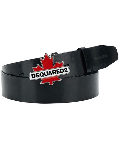 DSquared² Belt With Maple Leaf Buckle - Black