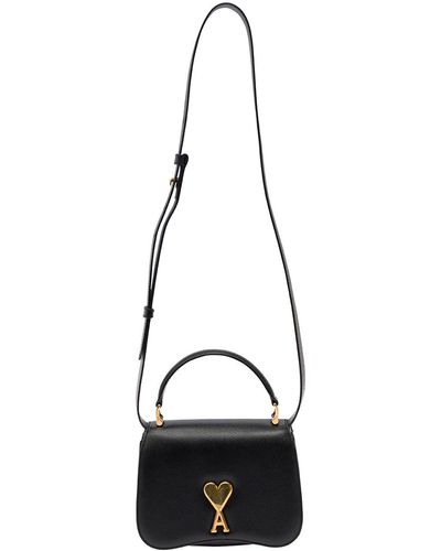 Ami Paris Mini Crossbody Bag With Logo Plaque - Black