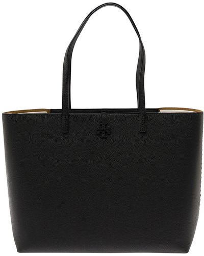 Tory Burch 'Mcgraw' Tote Bag Wit Double T Detail - Black