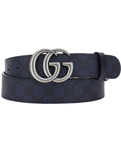 Gucci Reversible Belt With Gg Buckle - Blue