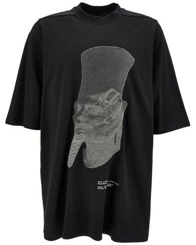 Rick Owens T-Shirt Oversize Con Stampa Grafica - Nero