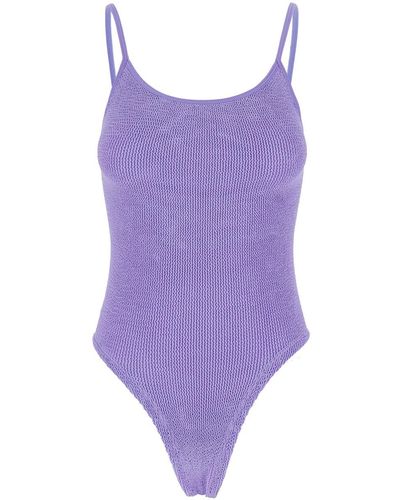 Hunza G 'Pamela' Backless One-Piece Swimsuit - Purple