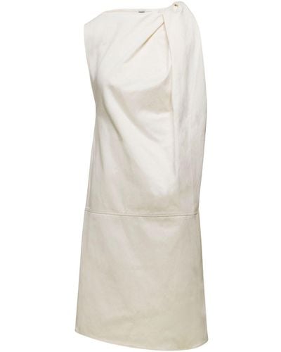 Totême Mini Dress With Gathering On Shoulder - White