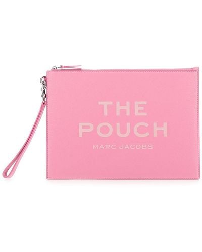 Marc Jacobs 'The Large Pouch' Clutch With Engraved Logo - Pink