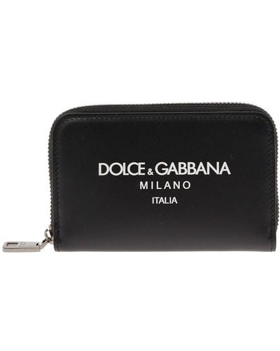 Dolce & Gabbana Card-Holder With Zip And Logo Print - Black