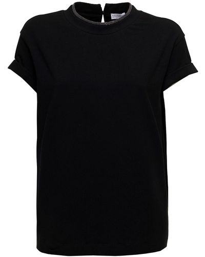 Brunello Cucinelli Cotton T-Shirt Wit - Black