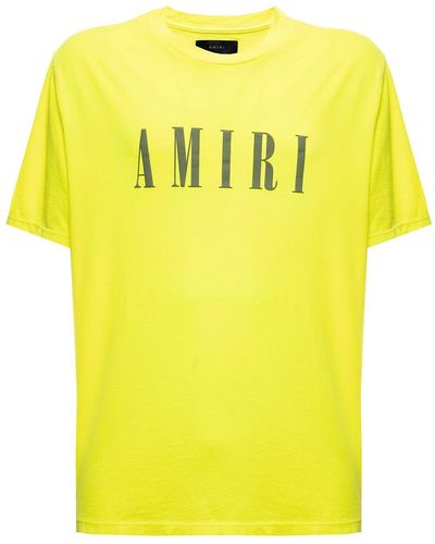 Amiri Neon T-shirt In Jersey With Contrasting Core Logo Print To The Chest Man - Yellow