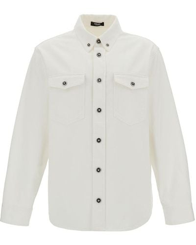 Versace Camicia Con Colletto Buttoned-Down E Bottoni Medusa - Bianco