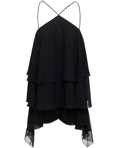 ANDAMANE Malena Georgette Playsuit With Ruffle Detailing - Black
