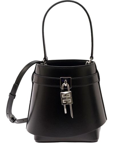 Givenchy 'shark Lock' Bucket Bag With 4g Padlock In Smooth Leather - Black
