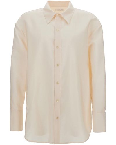 Saint Laurent Ivory Buttoned Oversized Shirt - White