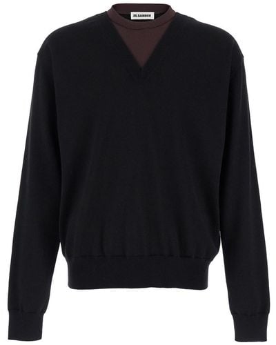 Jil Sander And Double-Neck Sweater - Black