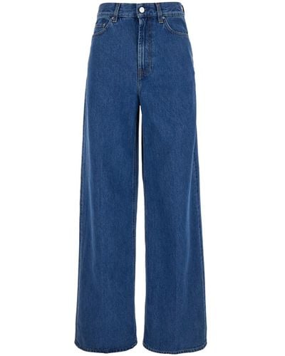 Totême Wide Jeans With Logo Patch - Blue