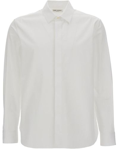 Saint Laurent Pointed Collar Long Sleeve Shirt - White
