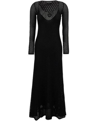 Tom Ford Crochet Weave Long Dress - Black