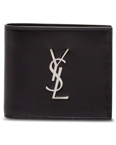 Saint Laurent Leather Wallet With Logo - Black