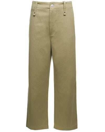 Burberry Beige Wide-leg Trousers In Cotton - Green
