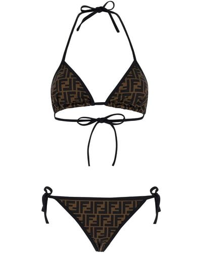 Fendi Two-Piece Bikini With All-Over Monogram Pattern - White