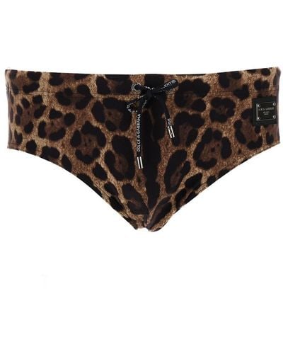 Dolce & Gabbana All-Over Leopard Print Swimsuit Briefs - Black
