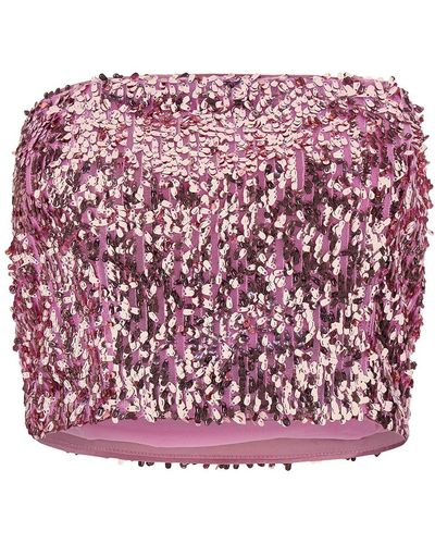 ROTATE BIRGER CHRISTENSEN Crop Top With All-Over Sequins - Pink