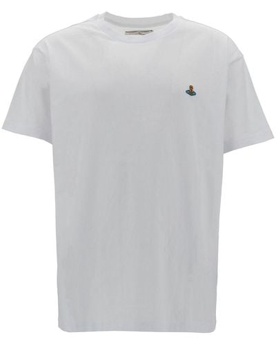 Vivienne Westwood T-shirt girocollo con ricamo multicolor orb in cotone - Grigio