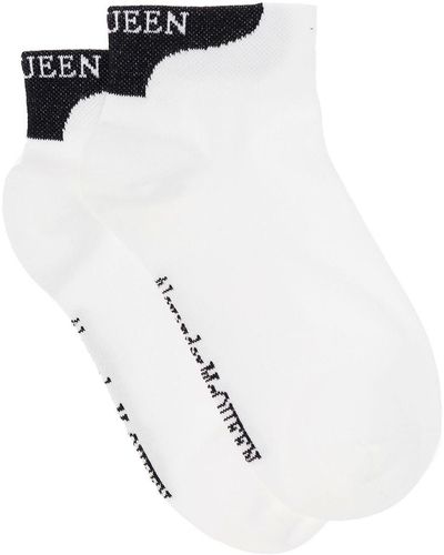 Alexander McQueen White Cotton Socks With Logo