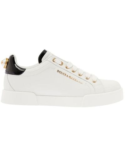 Dolce & Gabbana Sneakers Portofino Con Perla - Bianco