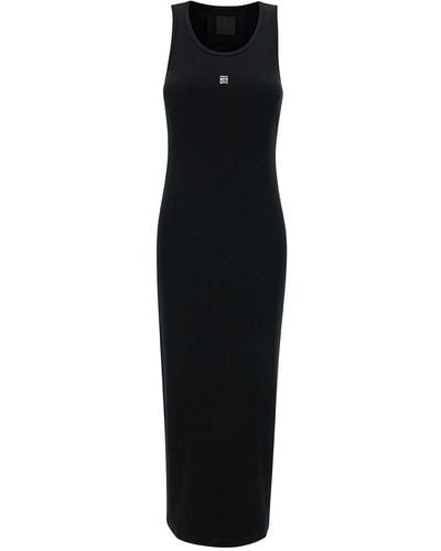 Givenchy Long Ribbed Dress With 4G Embroidery - Black