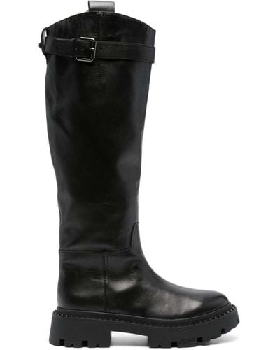 Ash Knee-high Leather Boots - Black