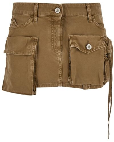 The Attico 'Fay' Mini-Skirt With Oversized Cargo Pockets - Natural