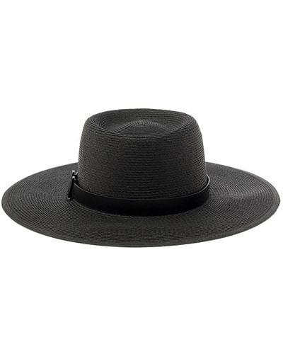 Max Mara Fedora Hat With M Logo Detail - Black