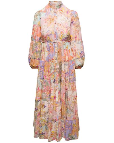 Zimmermann Cira Floral-print Cotton Tiered Dress - Multicolor