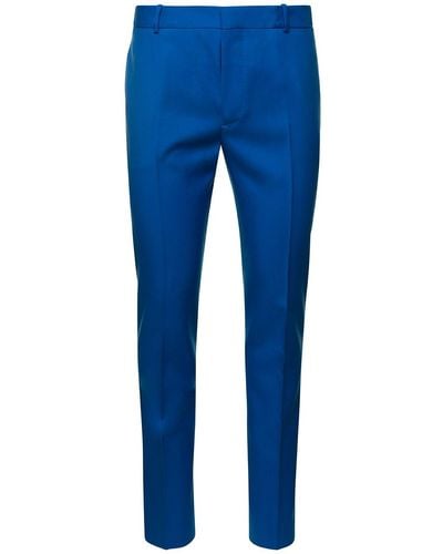 Alexander McQueen Pantalone Slim Con Tasche A Filetto - Blu