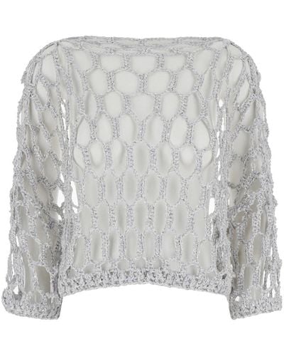 Antonelli Swater With Open Knit Work - Grey