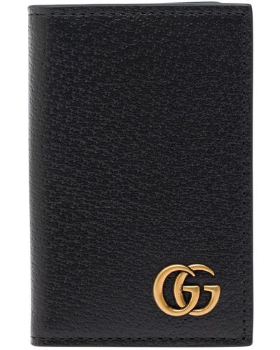 Gucci Card Case With Gg Marmont Detail - Black