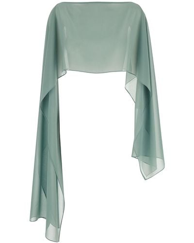 Plain Stole With Boat Neckline - Green