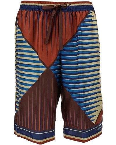 Dolce & Gabbana Bermuda Shorts With Geometric Print - Blue