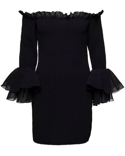ROTATE BIRGER CHRISTENSEN 'Bellina' Shirred Mini Dress - Black