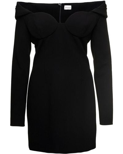 Magda Butrym Off Shoulder Mini Dress - Black