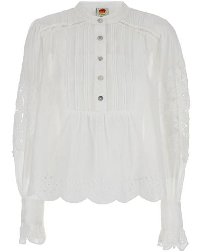 FARM Rio Blouse With Flared Sleeves - White