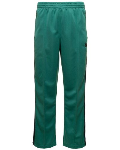 Needles Track Trousers With Side Stripe In Technical Fabric - Green