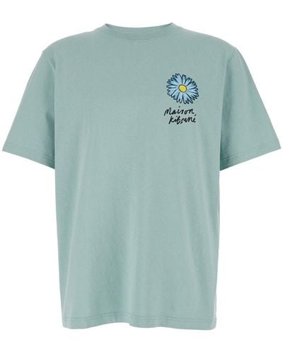 Maison Kitsuné Light T-Shirt With Logo Detail - Blue