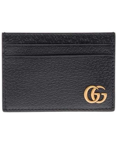 Gucci Leather Card Holder With Logo - Gray
