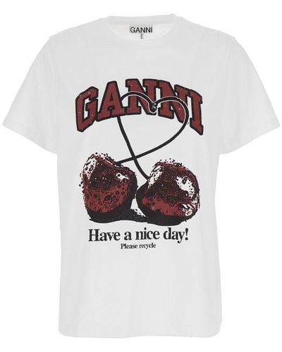 Ganni Basic Jersey Cherry Relaxed T-Shirt - White