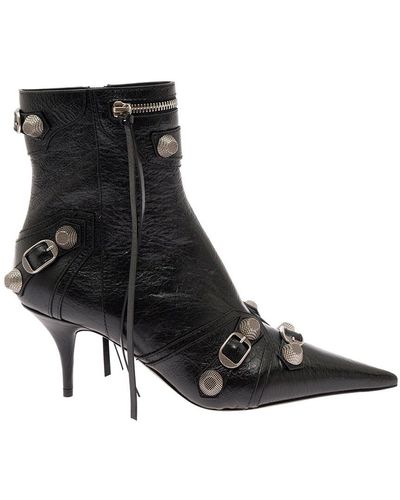 Balenciaga Cagole M70 Leather Ankle Boots Woman - Black