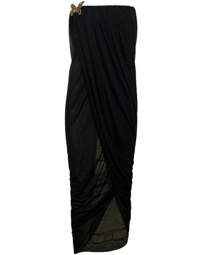 Blumarine Midi Bustier Dress With Butterfly Detail - Black